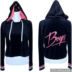 Juicy Couture Black Label Behati Velour Cropped Hoodie Limited Edition Size XS